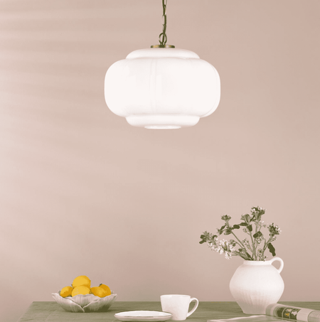 Sumitra Large Pendant Antique Bronze and Opal Glass