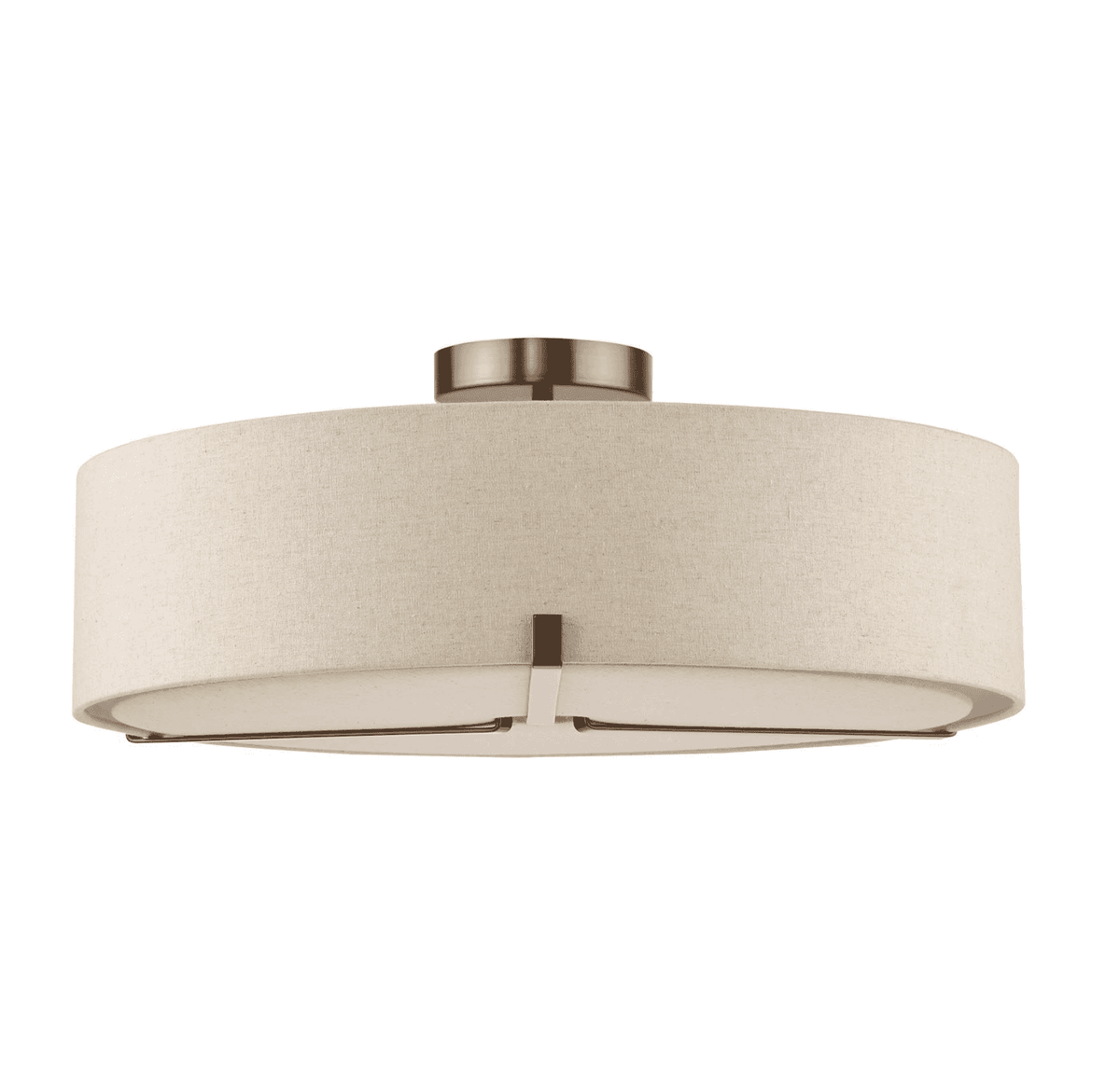 Santino 3 Light Semi-Flush Antique Bronze With Natural Linen Shade