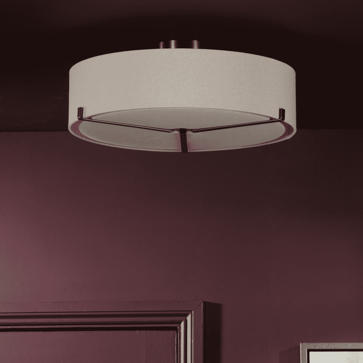 Santino 3 Light Semi-Flush Antique Bronze With Natural Linen Shade