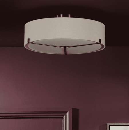 Santino 3 Light Semi-Flush Antique Bronze With Natural Linen Shade