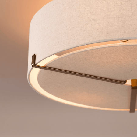 Santino 3 Light Semi-Flush Antique Bronze With Natural Linen Shade