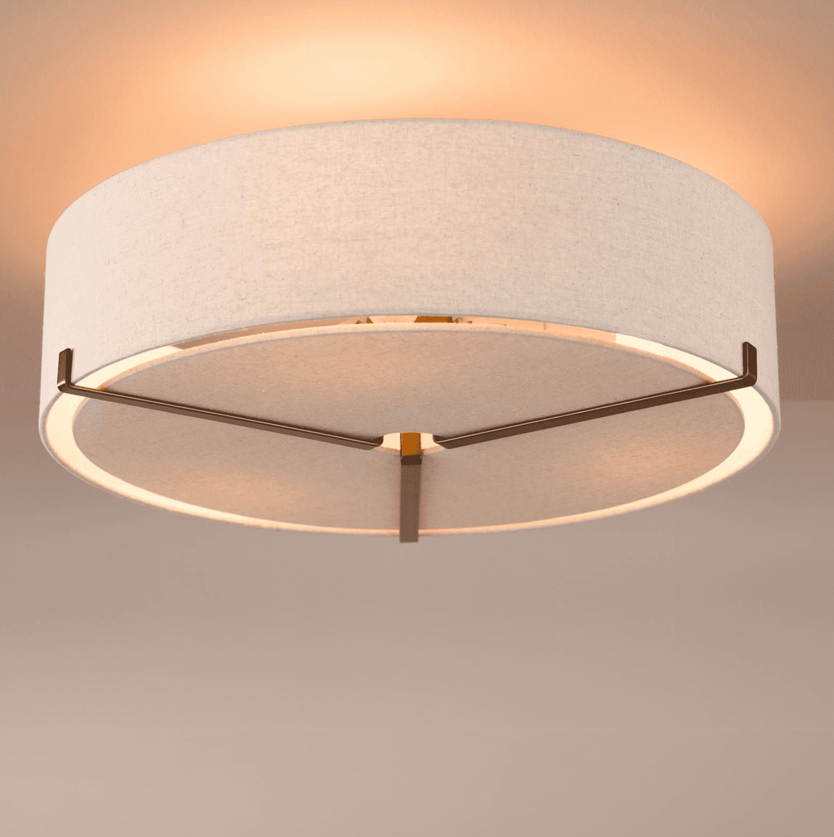 Santino 3 Light Semi-Flush Antique Bronze With Natural Linen Shade