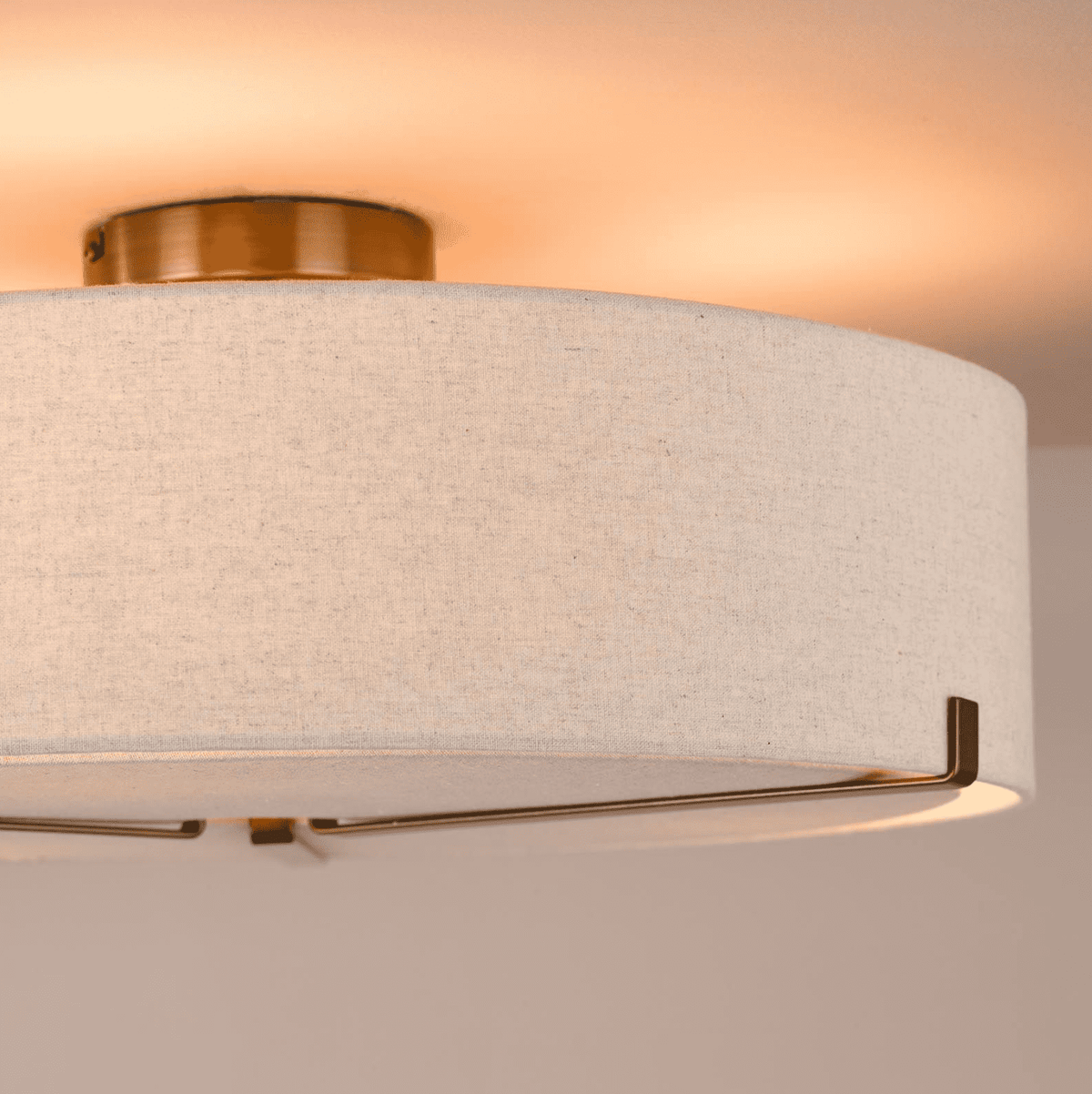 Santino 3 Light Semi-Flush Antique Bronze With Natural Linen Shade