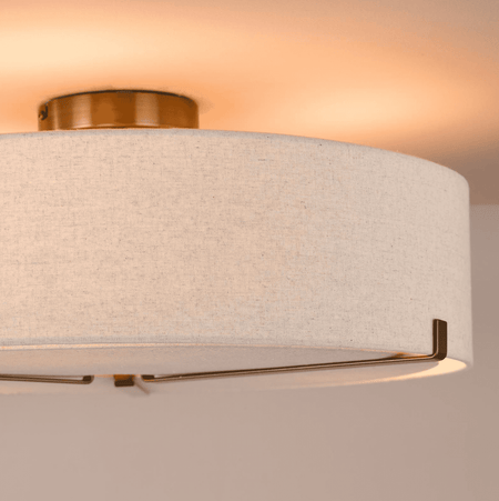 Santino 3 Light Semi-Flush Antique Bronze With Natural Linen Shade