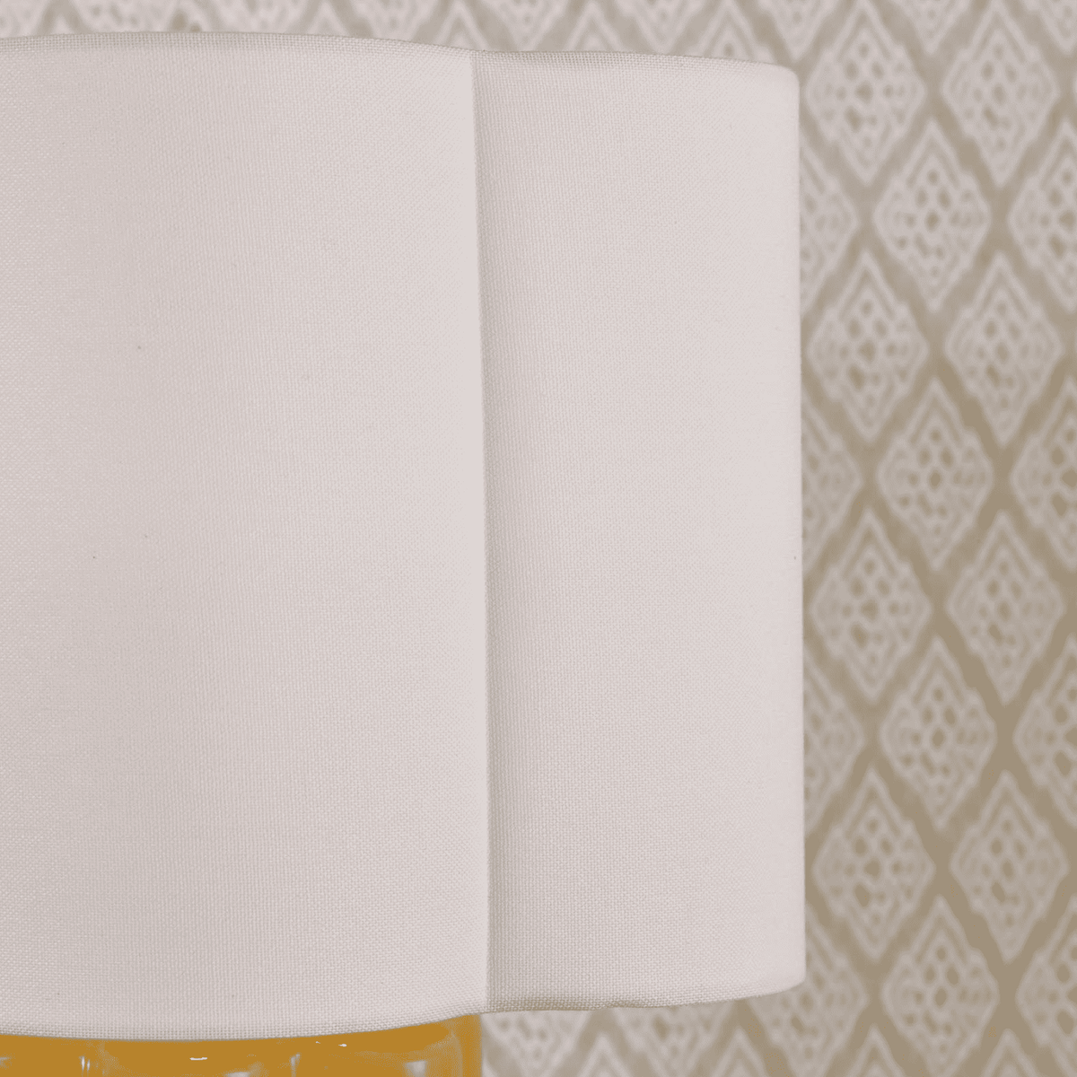 Fiyan Table Lamp Yellow Ceramic and Antique Brass With Scallop LInen Shade