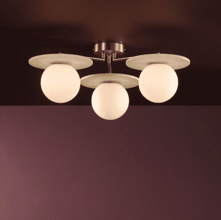 Inaya 3 Light Semi-Flush Natural Brass and Travertine