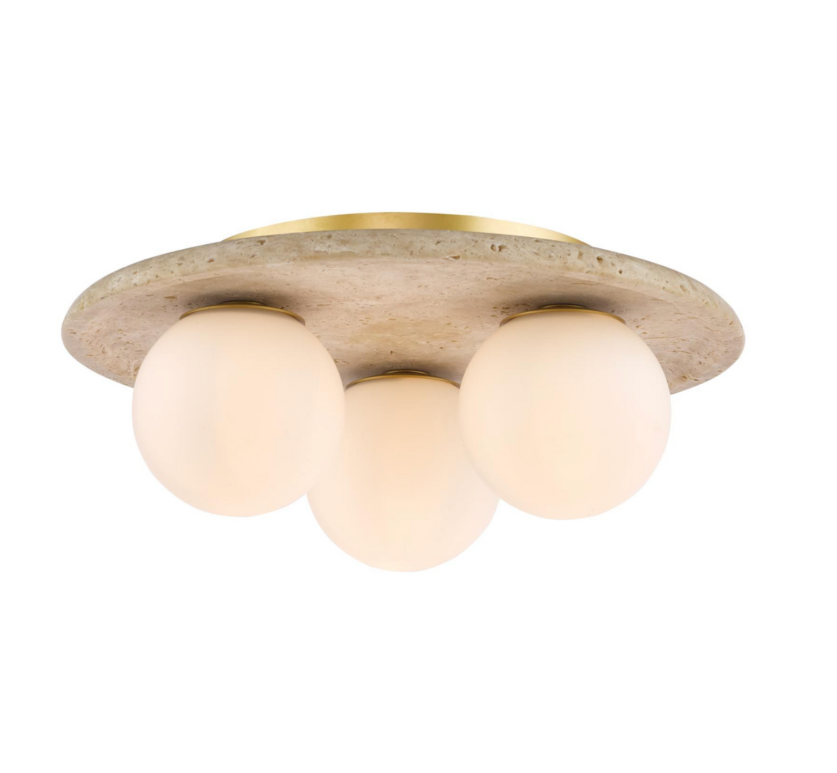 Elgor 3 Light Bathroom Ceiling Light Travertine and Opal Glass IP44