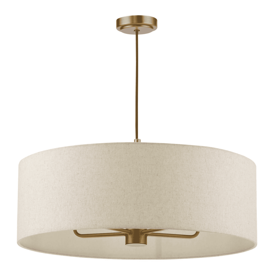 Aelin 5 Light Pendant Matt Bronze With Natural Linen Shade