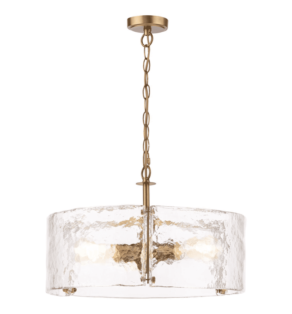 Ravis 3 Light Pendant Antique Bronze and Textured Glass