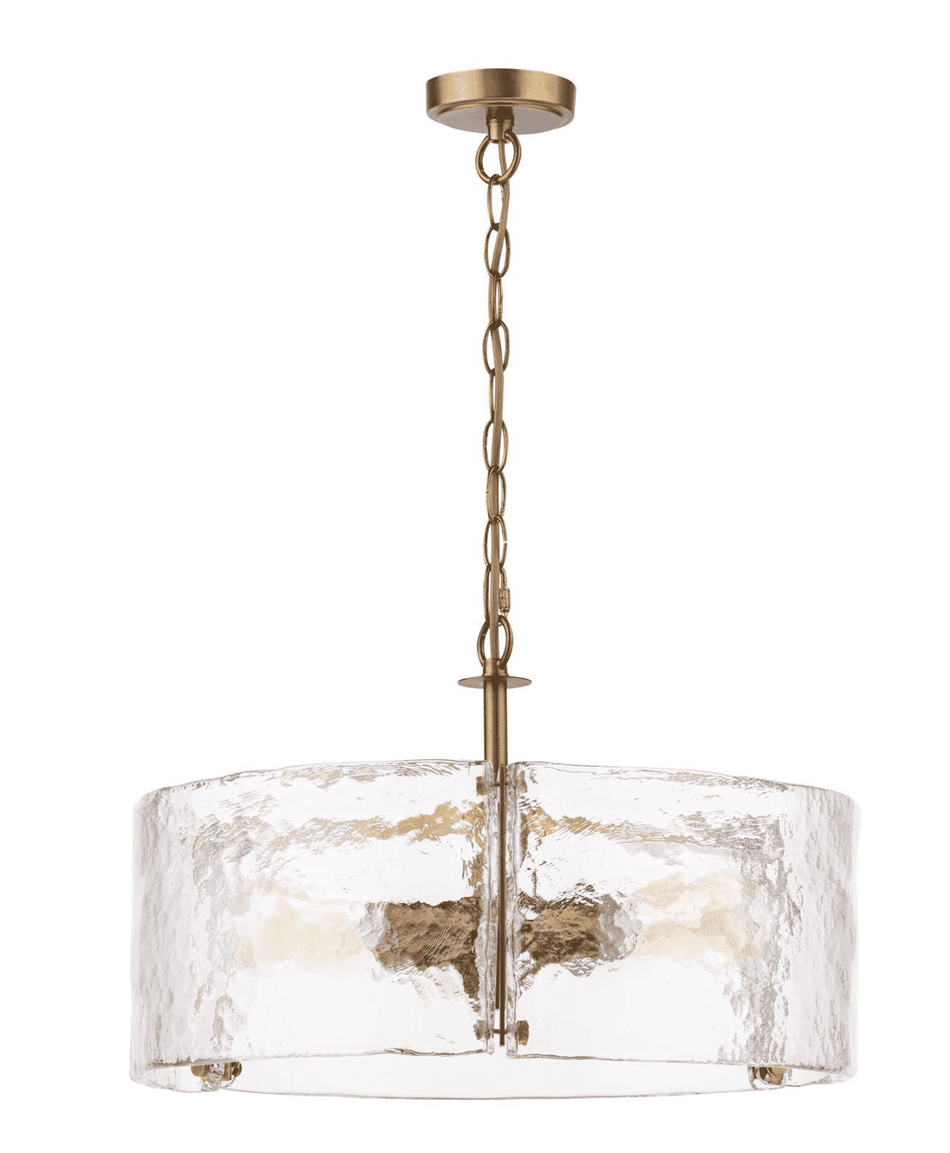 Ravis 3 Light Pendant Antique Bronze and Textured Glass