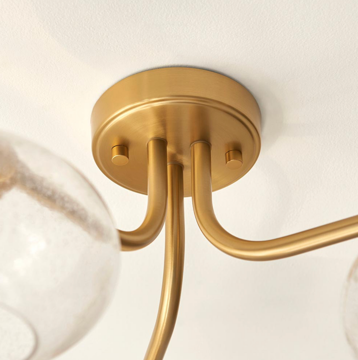 Jacob 3lt Semi Flush Warm Brass Finish & Clear Bubbled Glass Shades