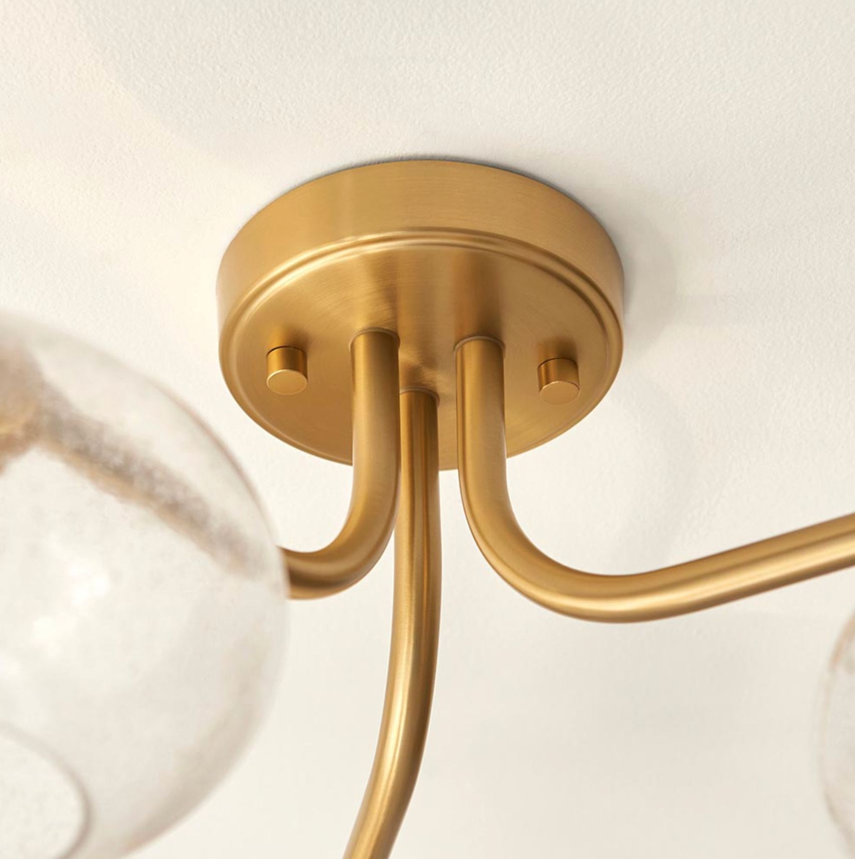 Jacob 3lt Semi Flush Warm Brass Finish & Clear Bubbled Glass Shades