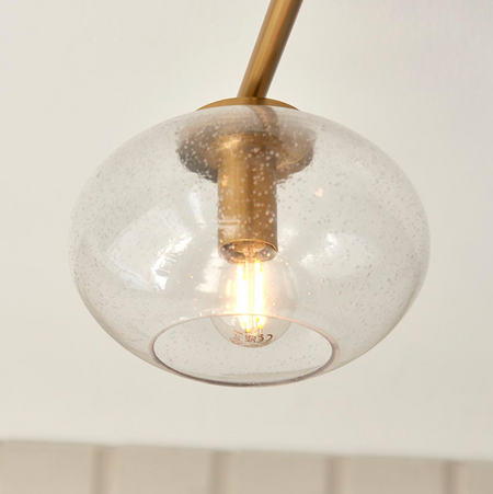 Jacob 3lt Semi Flush Warm Brass Finish & Clear Bubbled Glass Shades