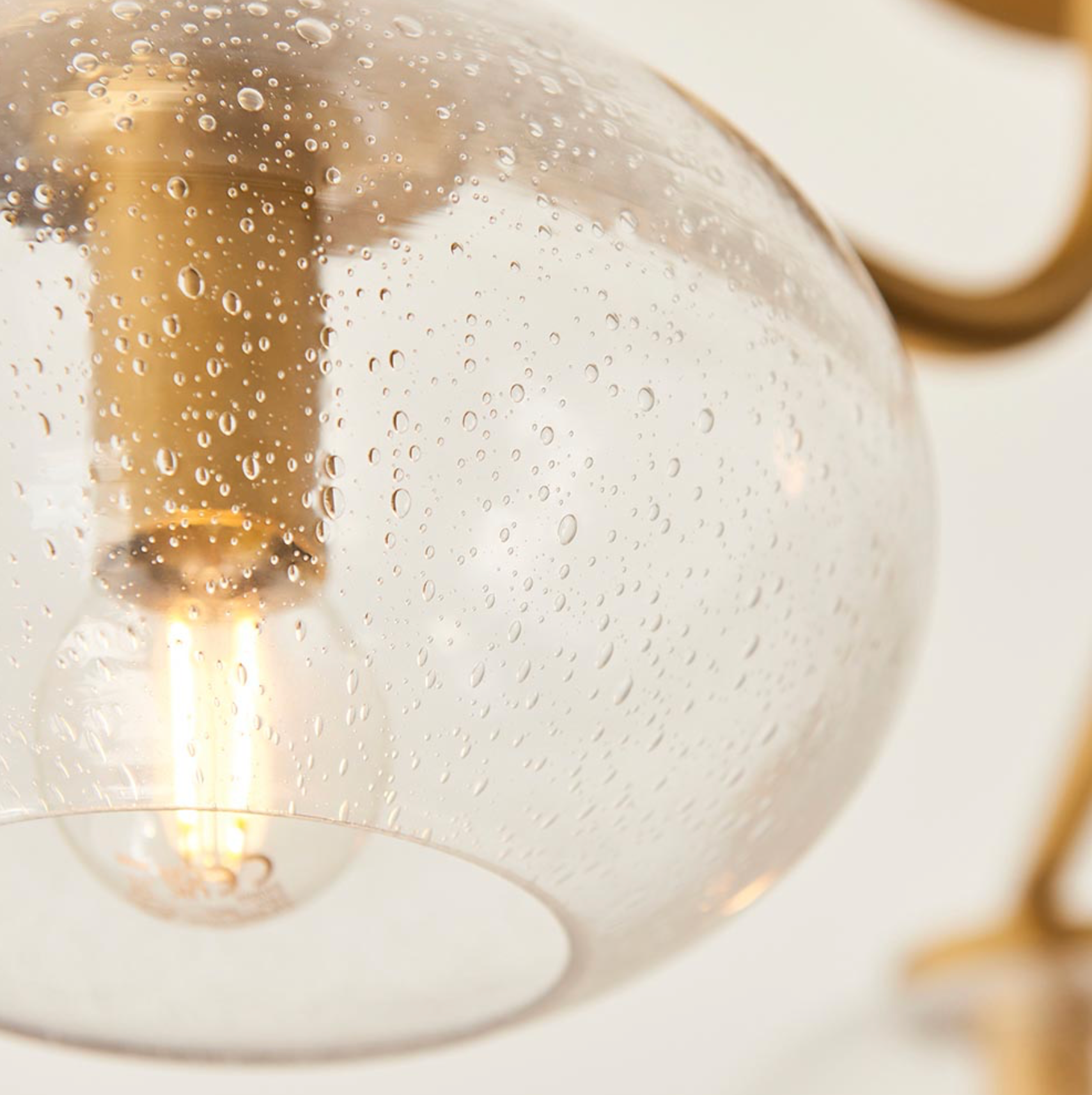 Jacob 3lt Semi Flush Warm Brass Finish & Clear Bubbled Glass Shades