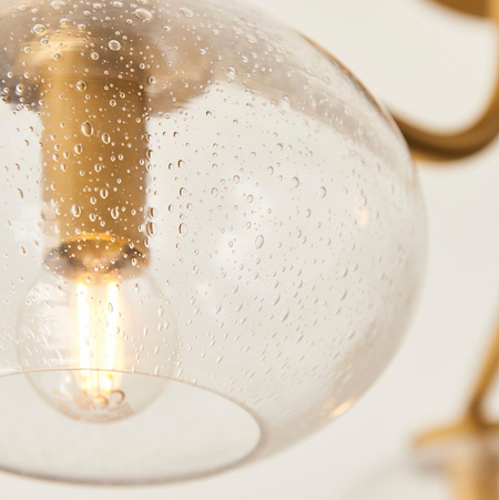 Jacob 3lt Semi Flush Warm Brass Finish & Clear Bubbled Glass Shades