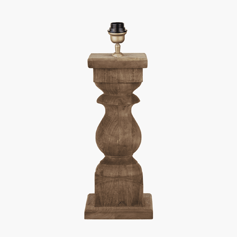 Kavya Antique Brown Turned Wood Table Lamp Base