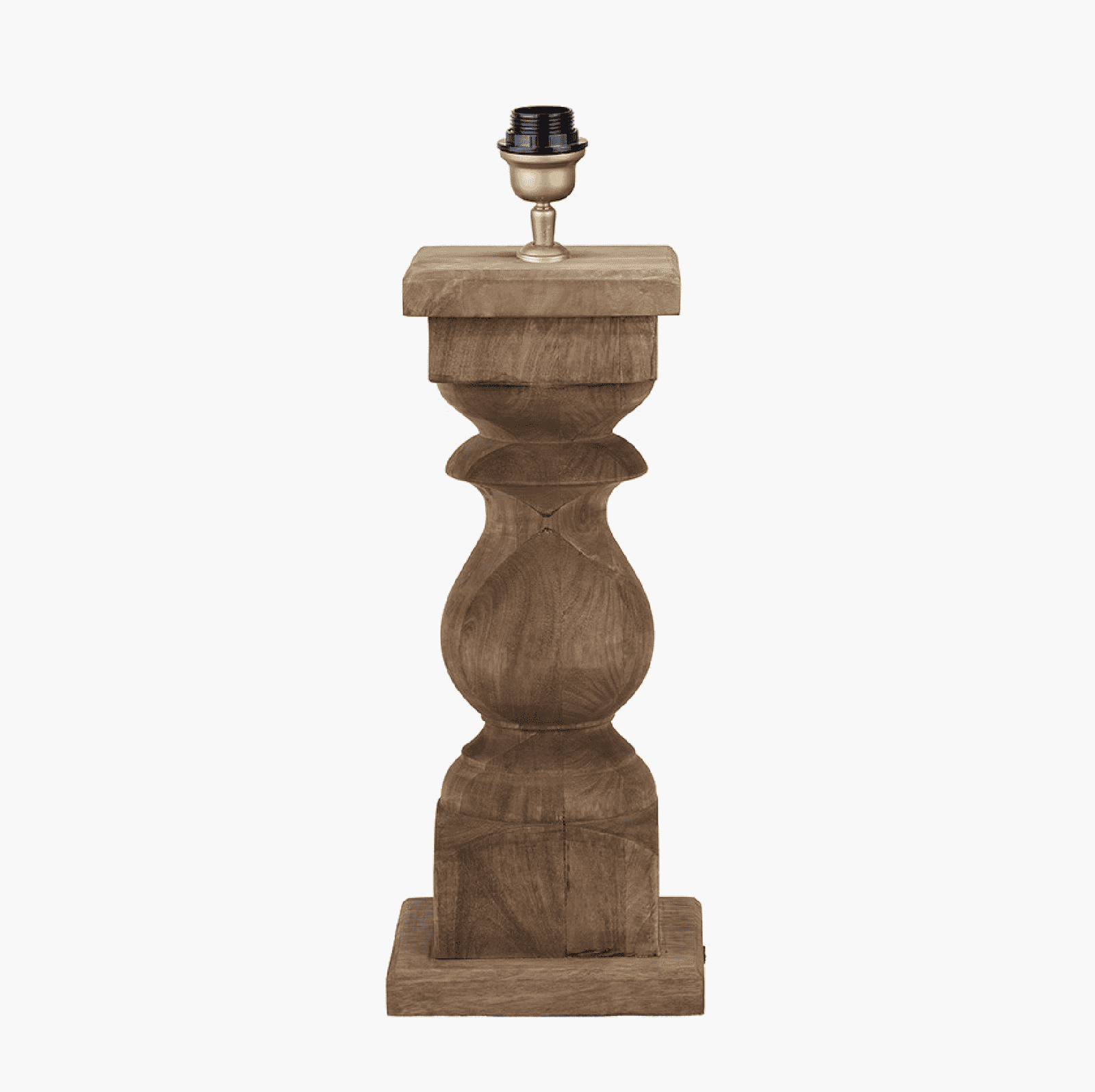 Kavya Antique Brown Turned Wood Table Lamp Base