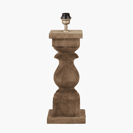 Kavya Antique Brown Turned Wood Table Lamp Base