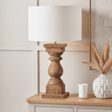 Kavya Antique Brown Turned Wood Table Lamp Base