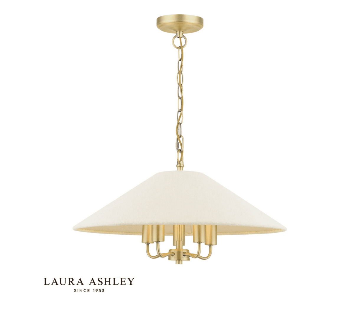 Laura Ashley Harland 3 Light Pendant Matt Antique Brass With Shade