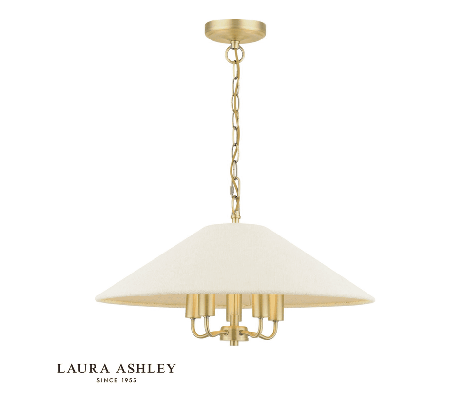 Laura Ashley Harland 3 Light Pendant Matt Antique Brass With Shade