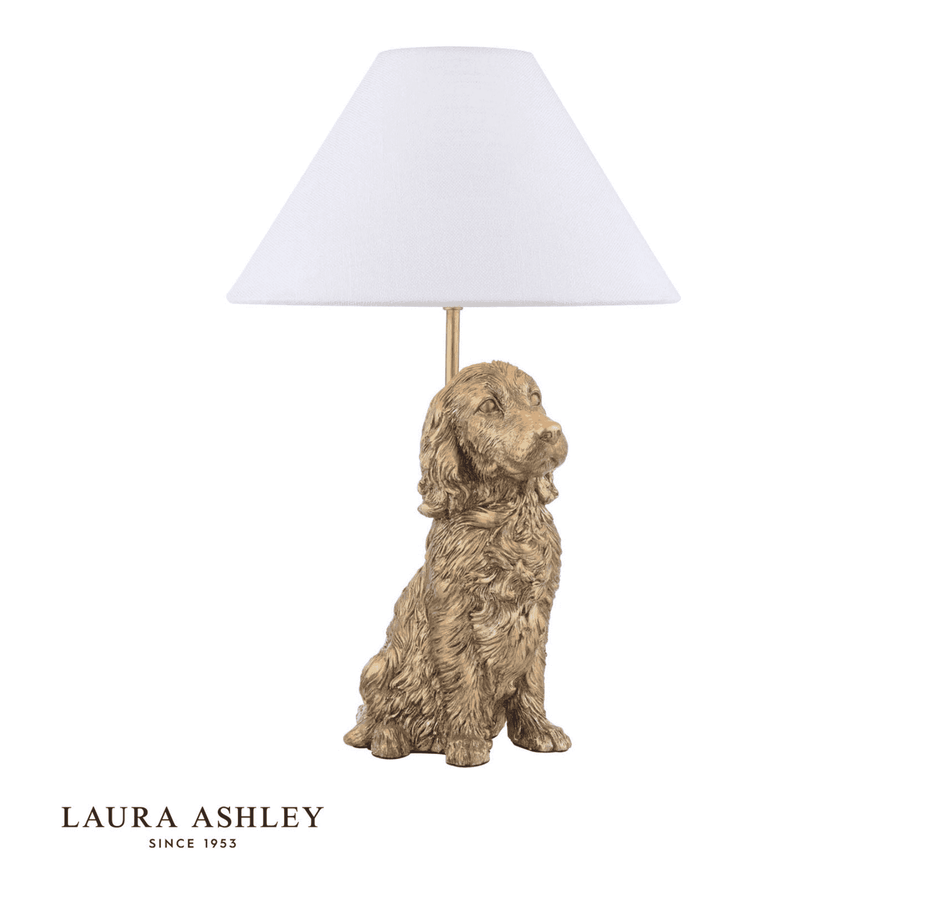 Laura Ashley Cocker Spaniel Table Lamp Antique Gold With Shade