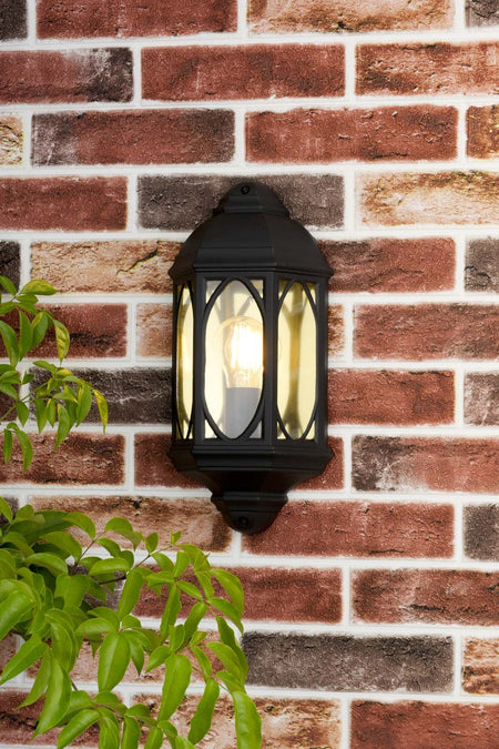 Tenby Outdoor Wall Light Black Glass IP43