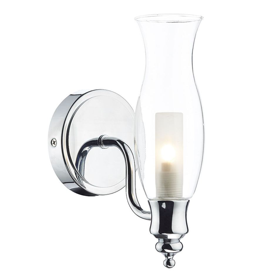 Vestry Bathroom Wall Light Polished Chrome Glass IP44