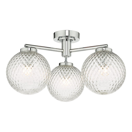 Wayne Bathroom 3 Light Semi Flush Polished Chrome Glass IP44