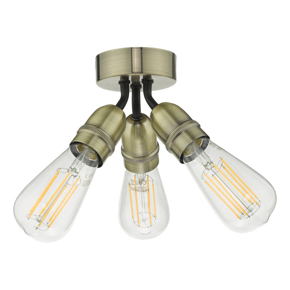 Yao 3 Light Flush Antique Brass