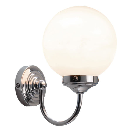 Barclay Bathroom Wall Light Polished Chrome Opal Glass IP44