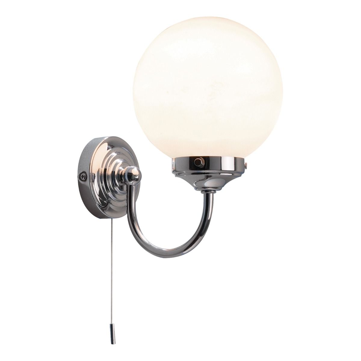 Barclay Bathroom Wall Light Polished Chrome Opal Glass IP44