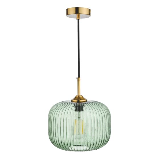 Demarius 1 Light Pendant Green Glass Bronze Detail