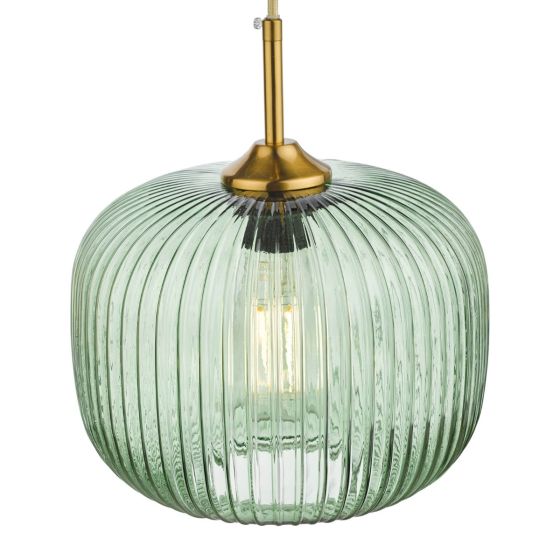 Demarius 1 Light Pendant Green Glass Bronze Detail