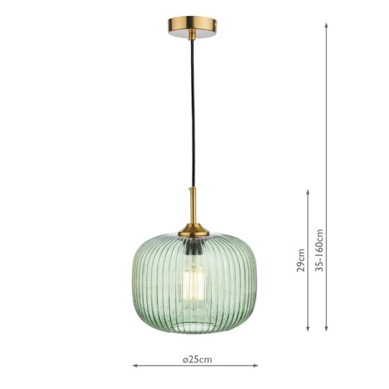 Demarius 1 Light Pendant Green Glass Bronze Detail