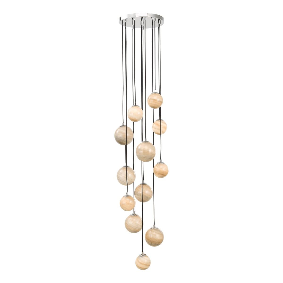 Mikara 12 Light Cluster Pendant Polished Chrome Glass 2.5M