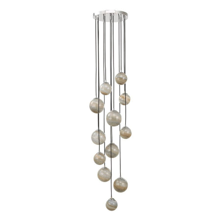 Mikara 12 Light Cluster Pendant Polished Chrome Glass 2.5M