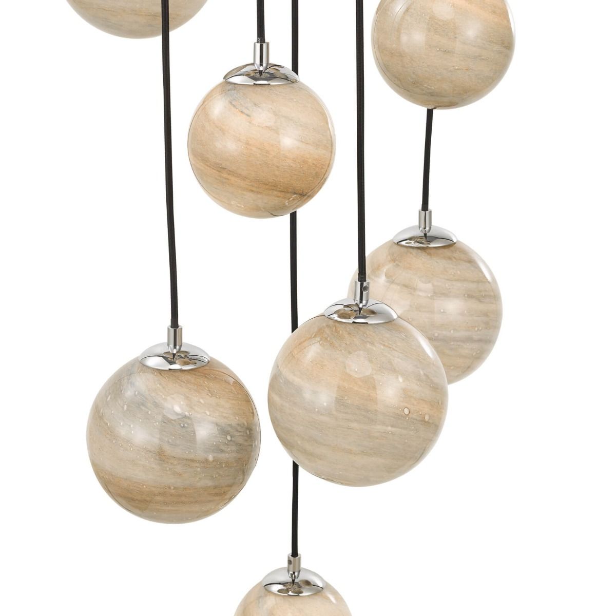 Mikara 12 Light Cluster Pendant Polished Chrome Glass 2.5M