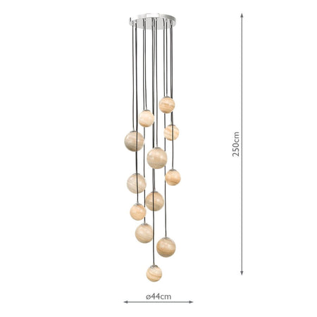 Mikara 12 Light Cluster Pendant Polished Chrome Glass 2.5M