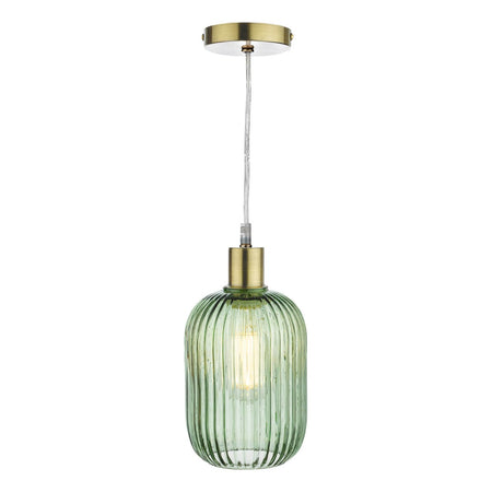 Sawyer Easy Fit Pendant Green Ribbed Glass