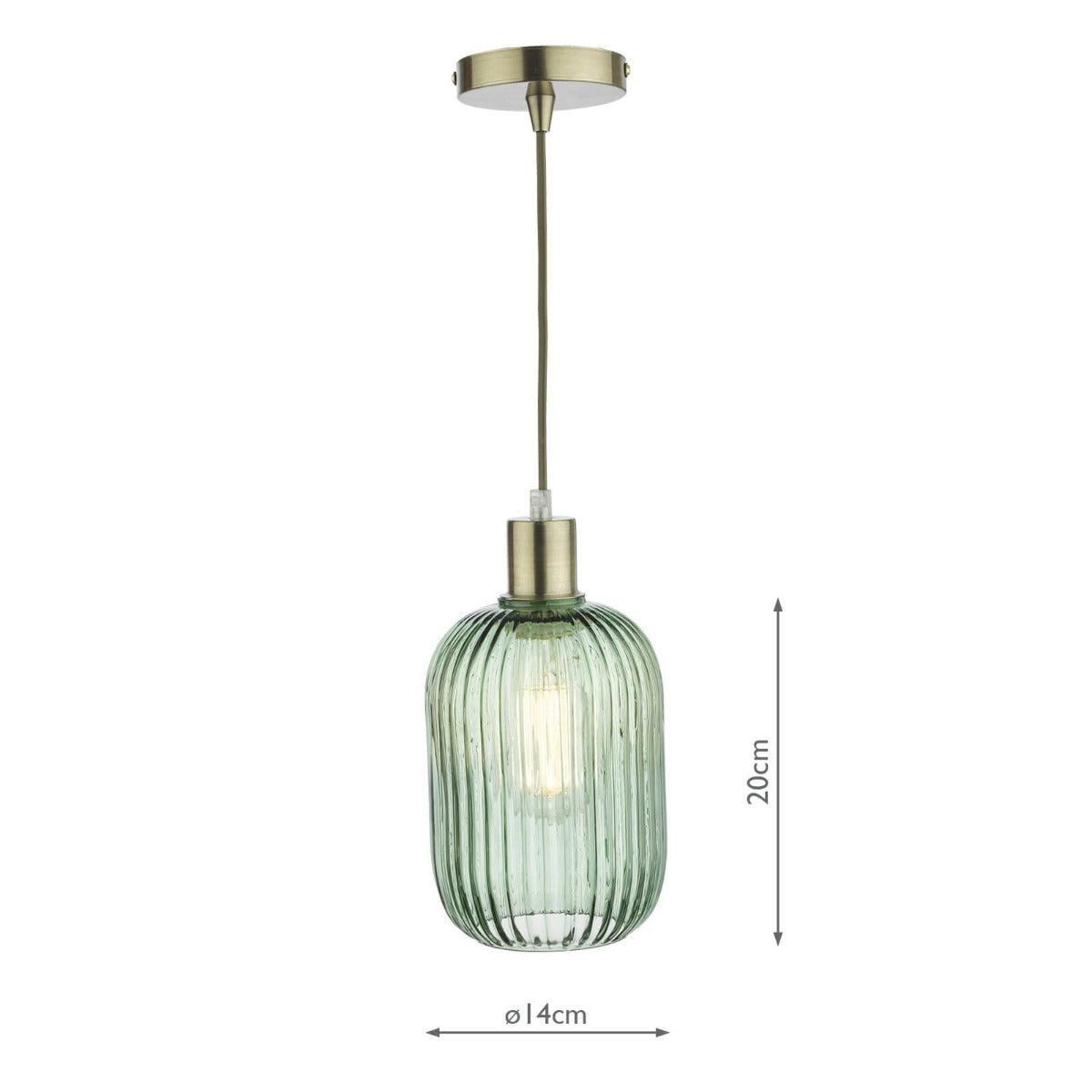 Sawyer Easy Fit Pendant Green Ribbed Glass