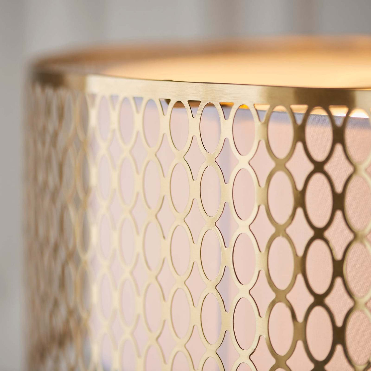 Cordero 3lt Pendant Gold effect plate, white fabric & frosted glass