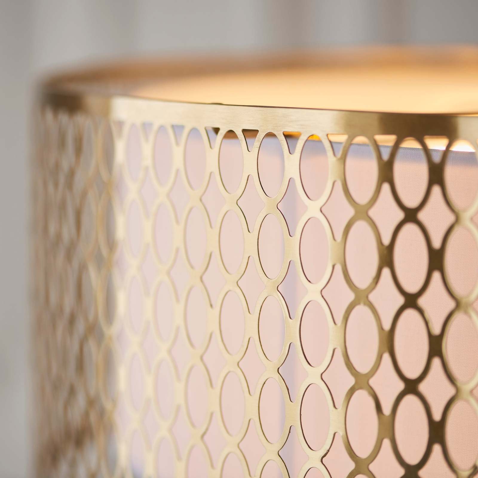 Cordero 3lt Pendant Gold effect plate, white fabric & frosted glass