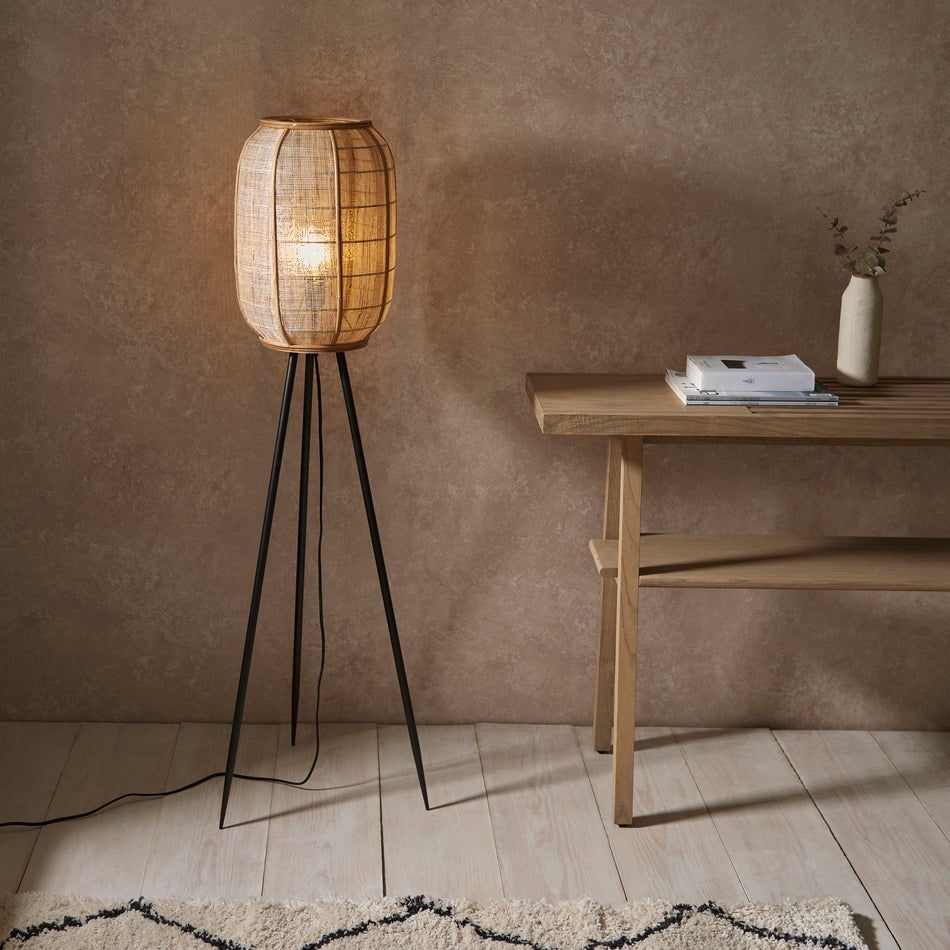 Zaire 1lt Floor Natural linen, natural bamboo & matt black