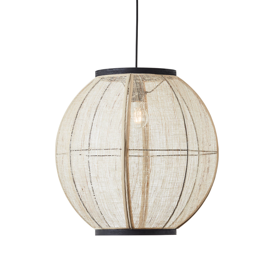 Zaire 1lt Pendant Natural linen & matt black