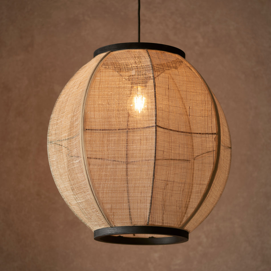 Zaire 1lt Pendant Natural linen & matt black