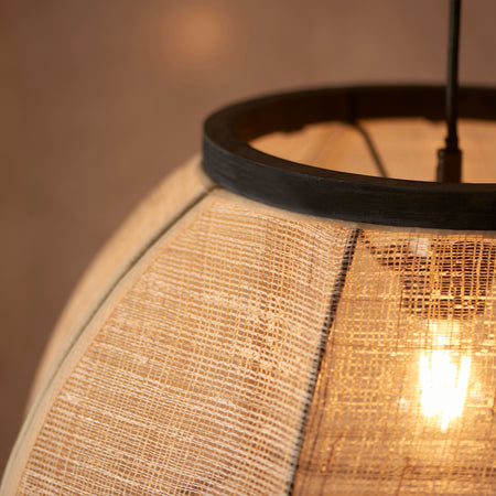 Zaire 1lt Pendant Natural linen & matt black