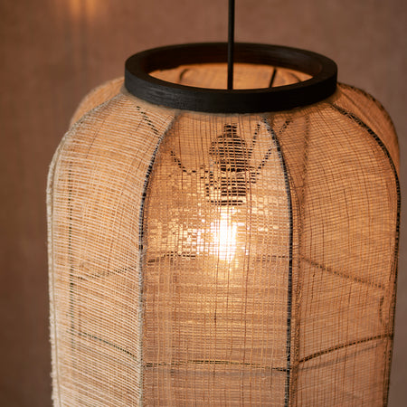 Zaire 1lt Pendant Natural linen & matt black