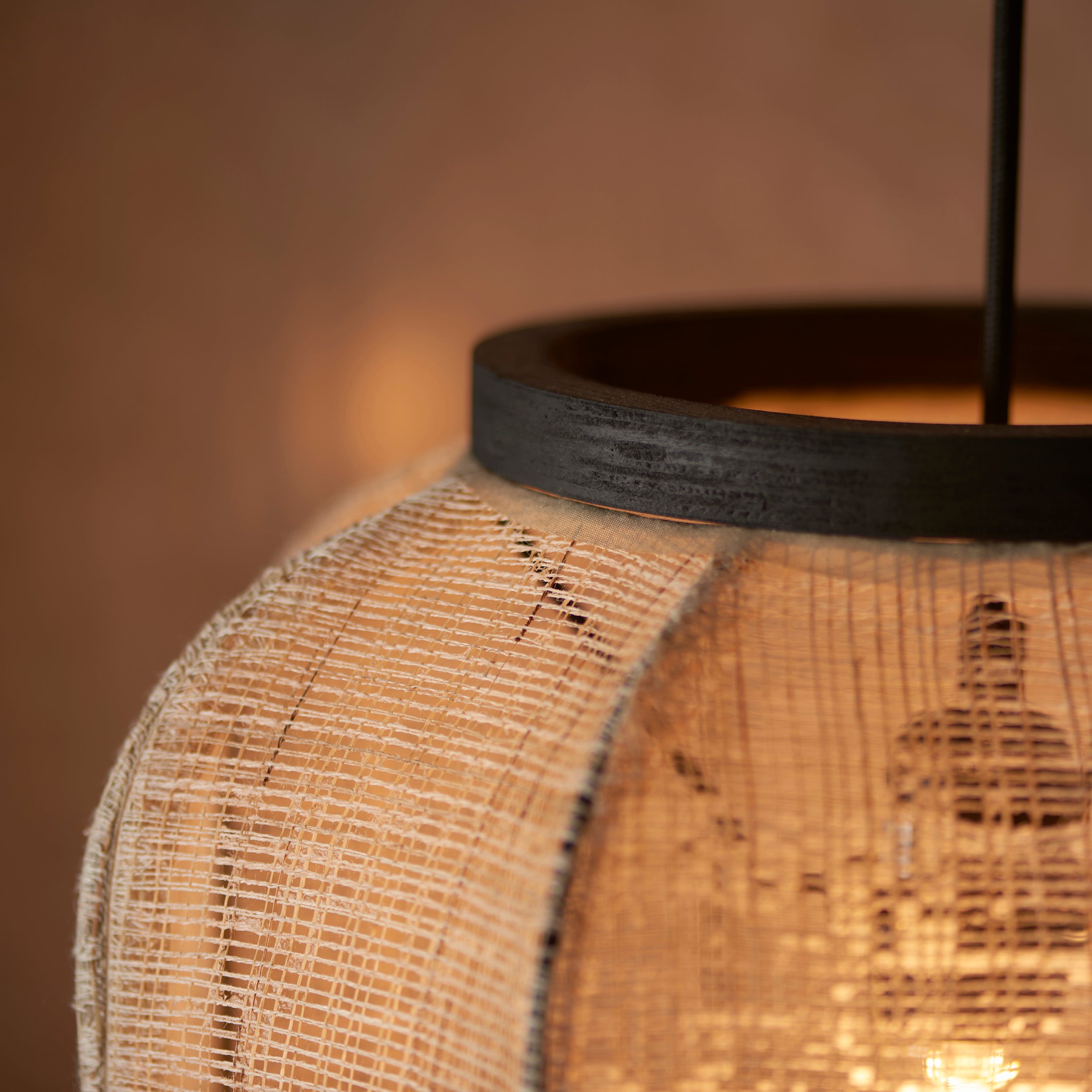 Zaire 1lt Pendant Natural linen & matt black