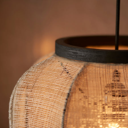 Zaire 1lt Pendant Natural linen & matt black